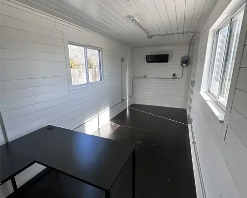 20ft x 20ft Slate Gray Shiplap 120V Shipping Container Office Minisplit