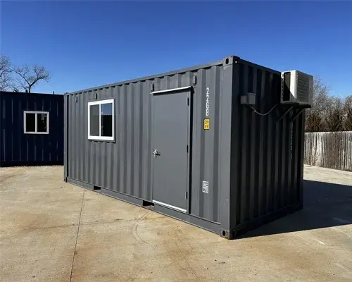 20ft x 20ft Slate Gray Shiplap 120V Shipping Container Office Minisplit